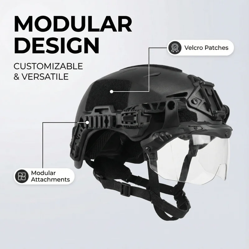 Casco Táctico Wendy 3.0 con Gafas, Carcasa de ABS, Lente de PC Ajustable Antivaho, Casco Protector de Combate para Airsoft y Paintball