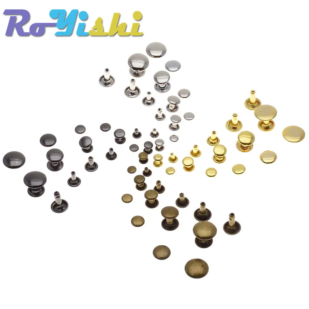100 unids/set 6mm-12mm Metal redondo doble tapa remaches tachuelas para artesanía de cuero accesorios reparación zapatos bolsa cinturón ropa - imagen 5