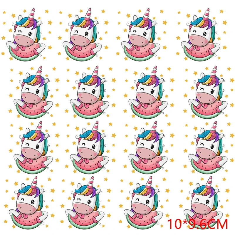 Prajna-Parches de transferencia térmica para ropa, adhesivos de dibujos animados de unicornio arcoíris, Transferencia Térmica de calor para ropa, 10 piezas - imagen 4