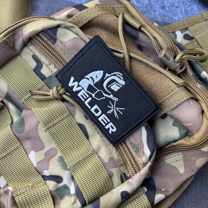 Parche Bordado Militar de Soldador, Parches Tácticos de Gancho y Bucle, Insignias de Moral, Pegatinas para Mochilas y Ropa