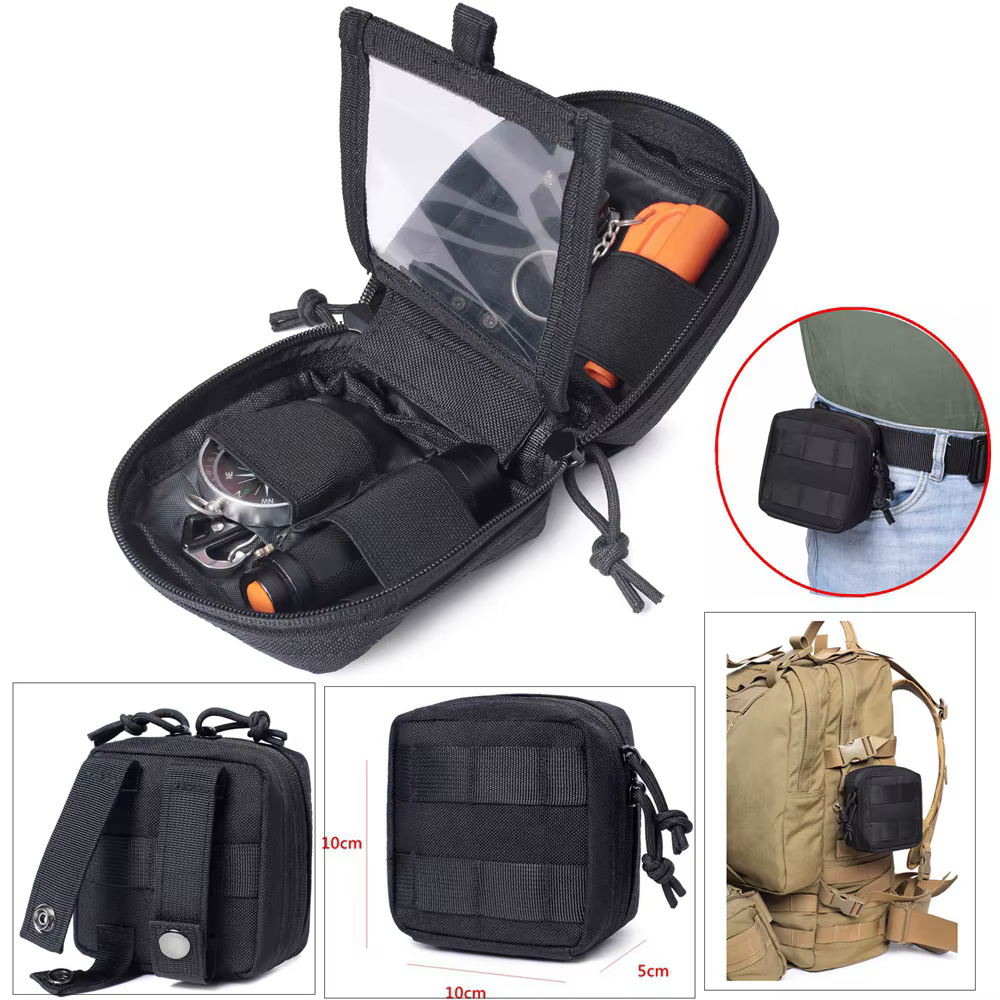 Bolsa táctica MOLLE Admin EDC – Herramientas y linterna, riñonera nylon