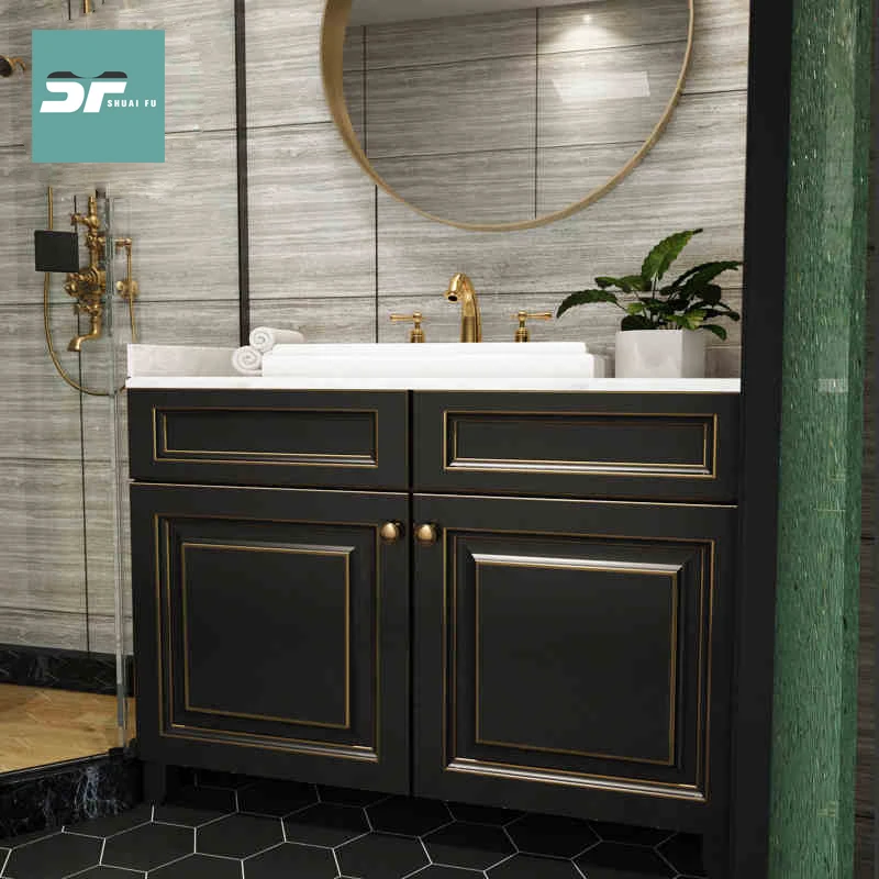 Mueble de baño de roble moderno de lujo ligero, placa de roca, suelo de baño, lavabo de mano, mueble de piscina, lavado personalizado - imagen 2