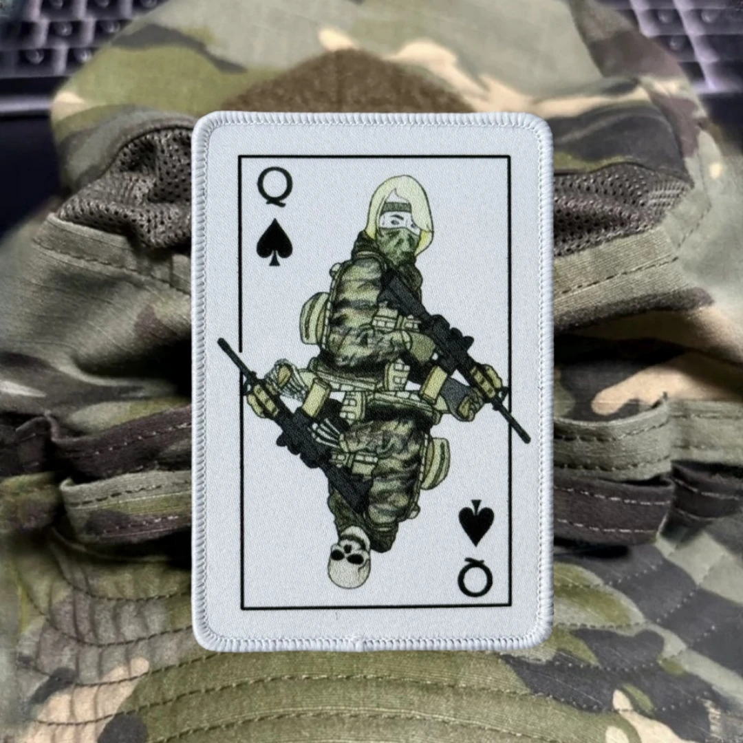 Parche de tarjeta Queen, insignia de moral táctica, "Mapa táctica de señora", pegatina para mochila del ejército militar, parches impresos con gancho para ropa - imagen 3