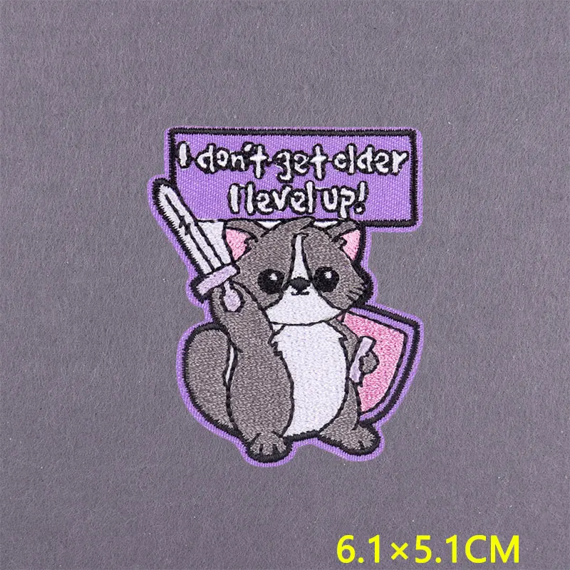 5 unids/lote parche bordado encantador gato hierro en parches para ropa rayas de dibujos animados ropa parches termoadhesivos en la mochila - imagen 5