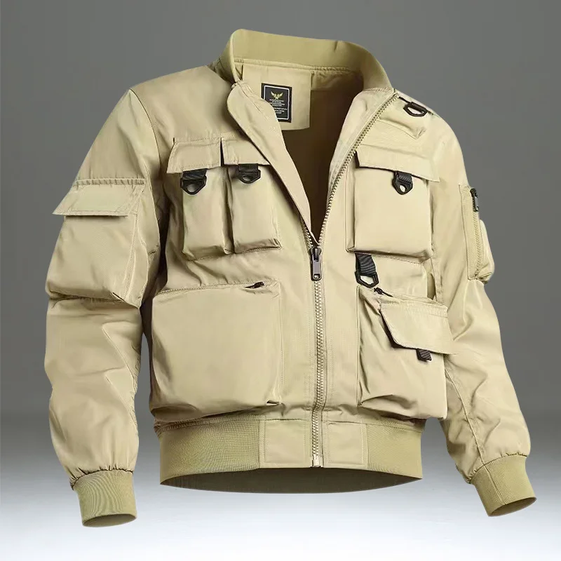 Chaqueta táctica multifuncional con múltiples bolsillos, ropa de trabajo informal suelta, chaqueta de vuelo - imagen 2