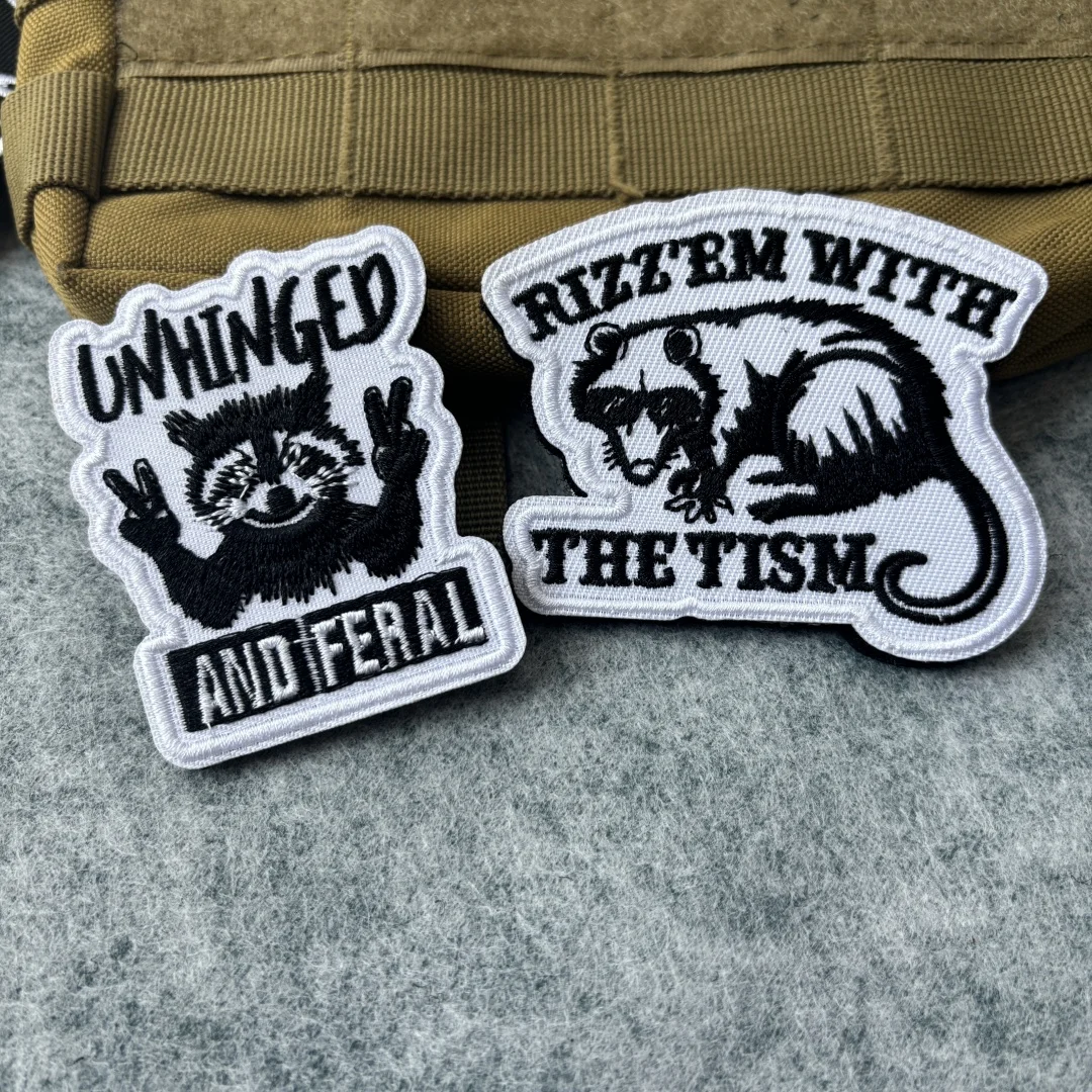 Parches tácticos Possum, parche de gancho y bucle bordado de mapache divertido, brazalete militar de moral, insignia, mochila, pegatinas para ropa - imagen 2