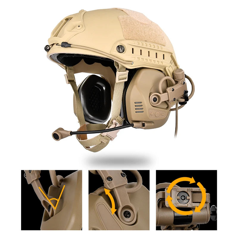 WADSN-auriculares tácticos versión de casco rápido, captación de sonido de RA-C, función de reducción de ruido, equipo de comunicación de caza Airsoft - imagen 5