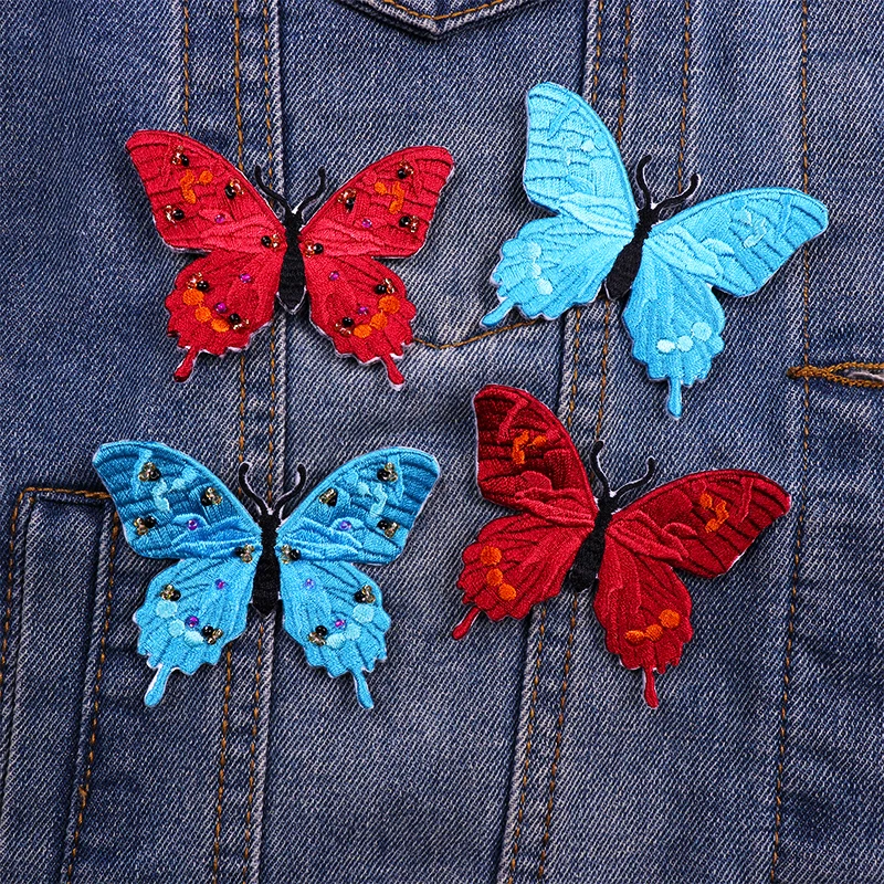 Parches bordados de mariposa para ropa, 12 colores, Animal, mariposa, parches para planchar en la ropa de los niños, apliques DIY - imagen 3