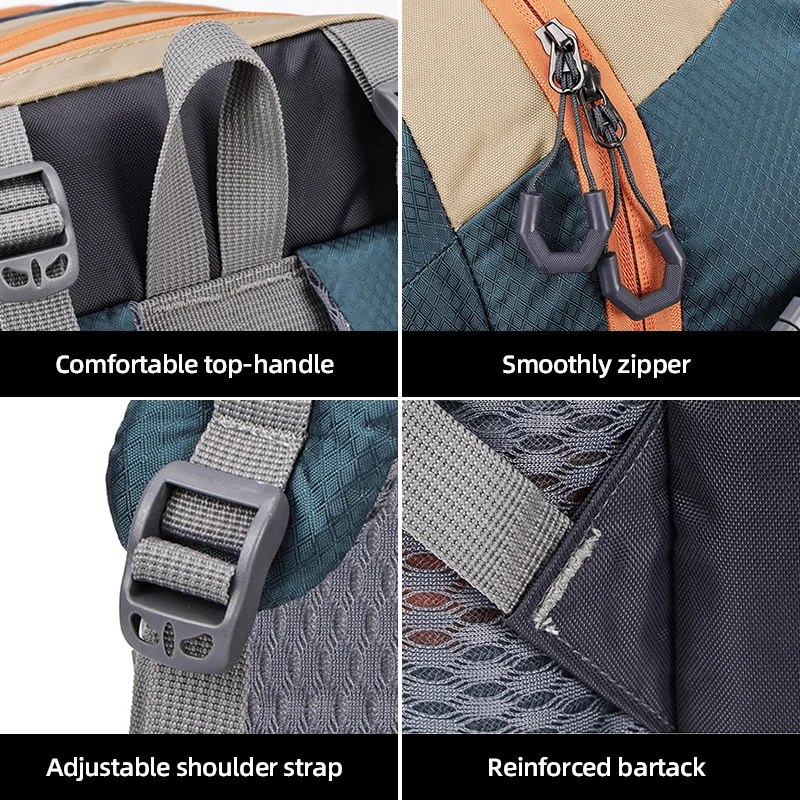 Mochila de escalada para acampar al aire libre, senderismo, ciclismo, mochila con zapatos, bolsa de lona de viaje deportiva, bolsas grandes de almacenamiento de equipaje - imagen 5