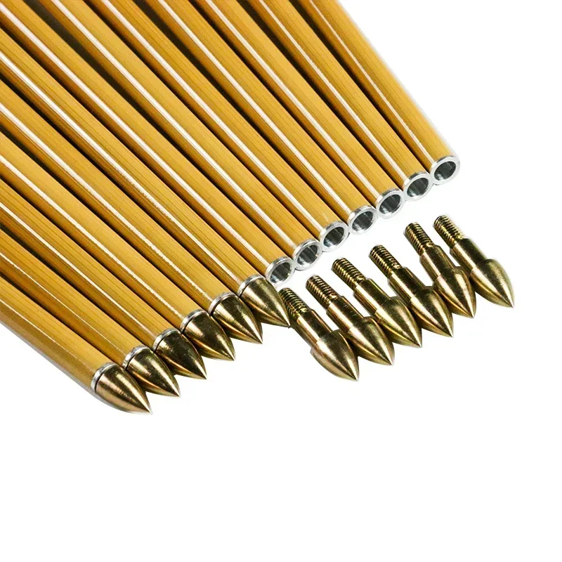 12 Uds. Flecha de carbono de piel de bambú ID6.2mm Spine300 400 500 600 para arco tradicional compuesto accesorios de caza DIY - imagen 4