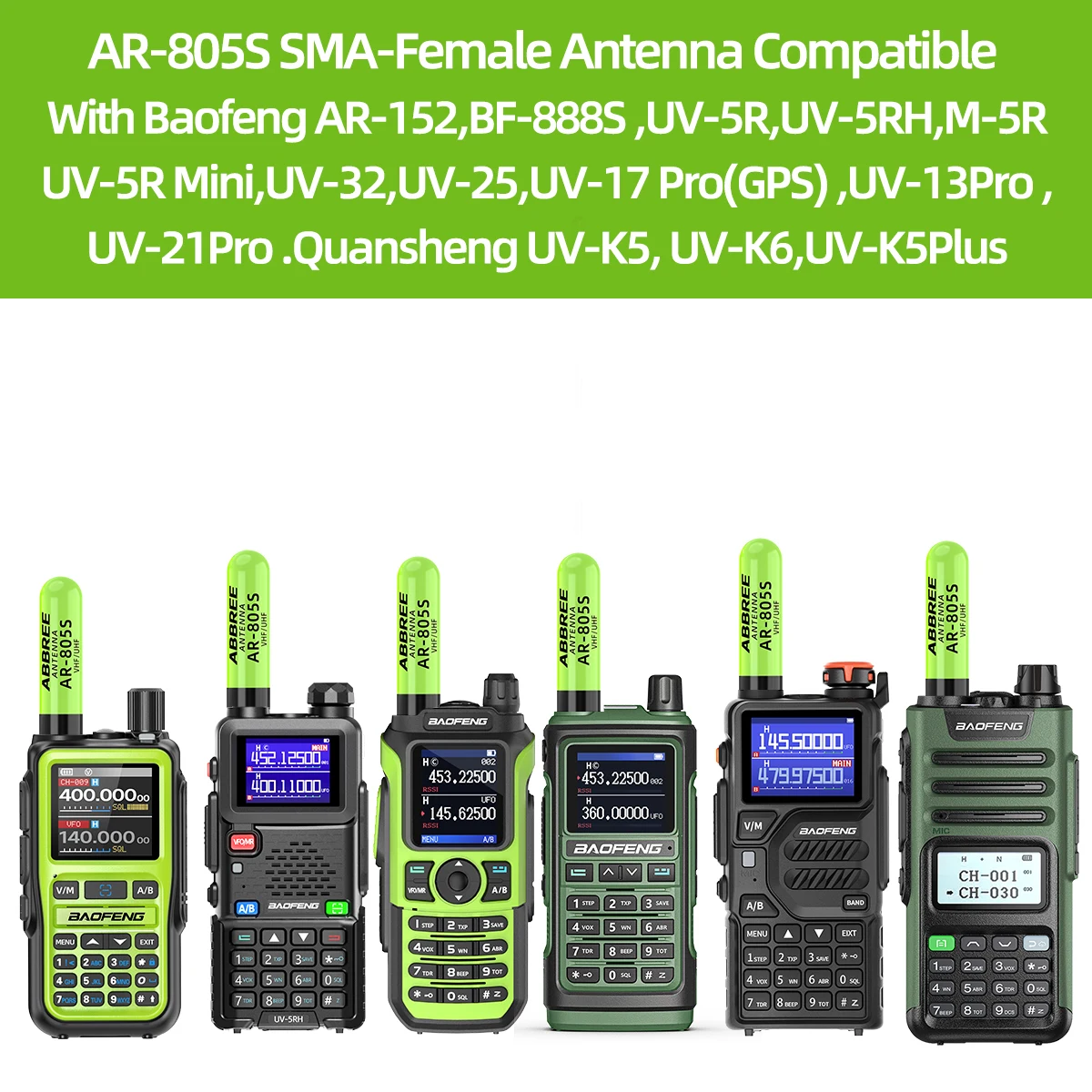 ABBREE Mini antena Walkie Talkie SMA-hembra de doble banda UHF VHF antena para Baofeng BF-888S UV-5R Mini UV-21 PRO Quansheng UV-K1 - imagen 5