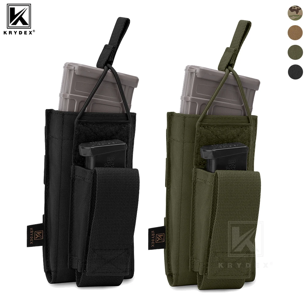 KRYDEX bolsa táctica para revistas individual abierta 5,56 M4 M16 AR15 Rifle y pistola Mag bolsa funda chaleco de caza Accesorios
