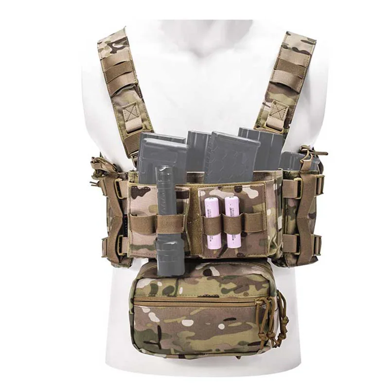Chaleco táctico Molle de aparejo de pecho con accesorios, bolsa militar CS Wargame Airsoft H arnés, funda frontal, bolsa de cintura