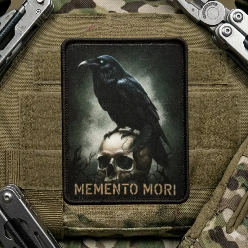 Parche táctico Memento Mori calavera búho con cierre velcro - imagen 4