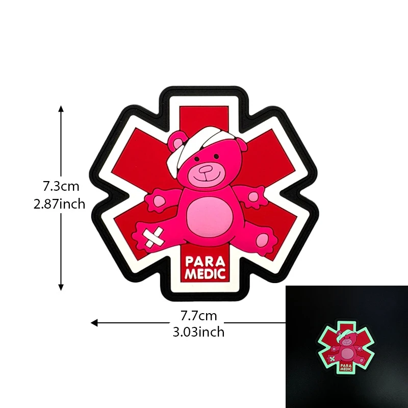 Para medic parche luminoso de gancho y bucle de PVC de oso táctico, parches de accesorios de ropa, insignia moral al aire libre, insignias tácticas - imagen 5