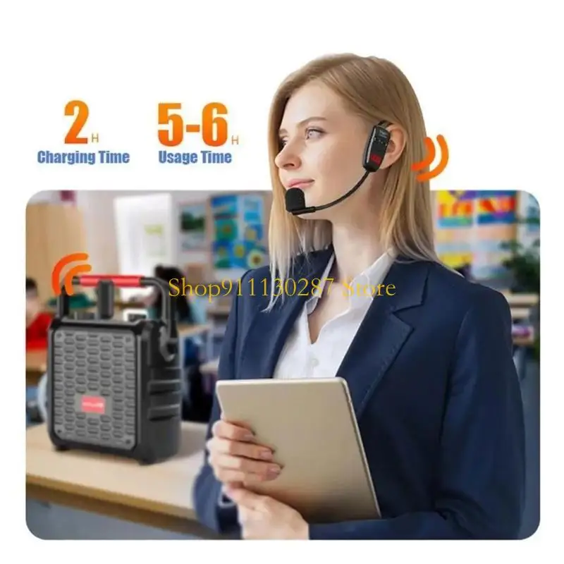 J1HC Recargable UHF Sistema micrófono auriculares inalámbricos 164 pies Rangos 6.35 mm a 3.5 mm adaptador - imagen 4