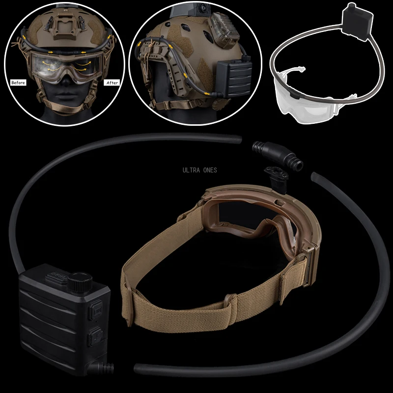 Gafas para exteriores, desempañador de ventilador, Kit antiniebla, gafas de caza y senderismo, desempañador de aire para disparar, gafas de protección para Motocross, máscaras de esquí