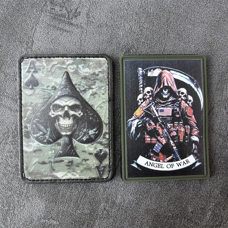 Parche táctico Ace of Spades, insignia de moral militar, brazalete con estampado de calavera, parches de gancho, ropa, mochila, pegatina decorativa