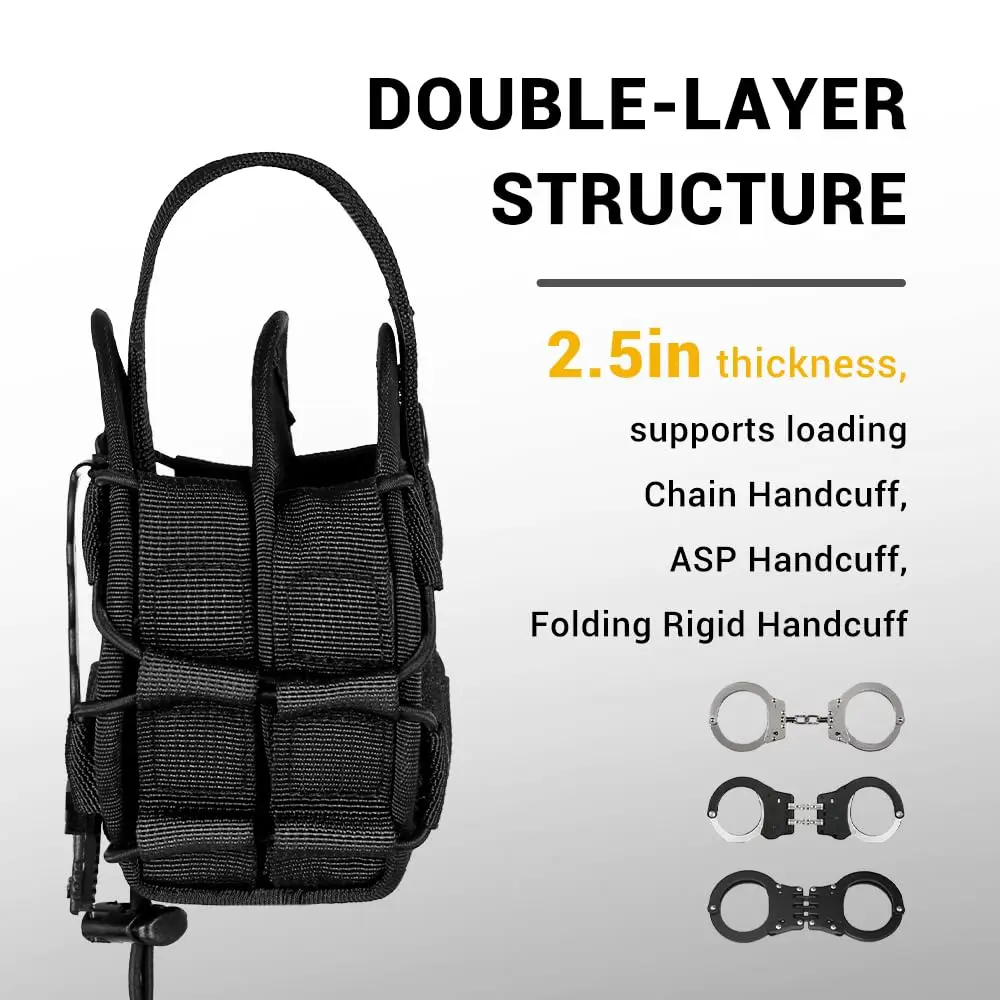 Soporte para esposas tácticas individual/doble, bolsa Molle con tapa abierta, funda Universal para esposas, funda para grilletes, riñonera para cinturón de servicio - imagen 3