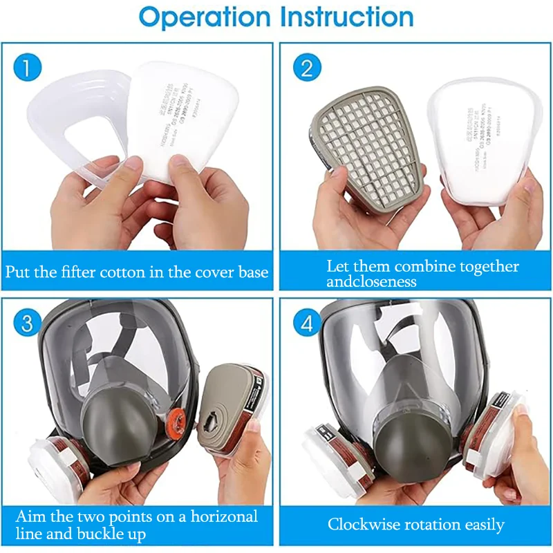 6800 mascarilla respiratoria de cara completa 15 en 1, filtro de polvo 2091, ampliamente utilizada en gases orgánicos, pulverizadores de pintura, productos químicos, prevención de polvo. - imagen 3