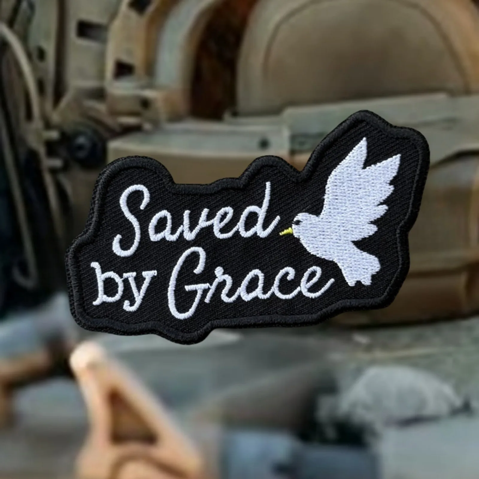 Parche salvado por Grace, parche bordado de Paloma moral, apliques tácticos, parches militares con gancho para ropa, pegatinas para mochila - imagen 3