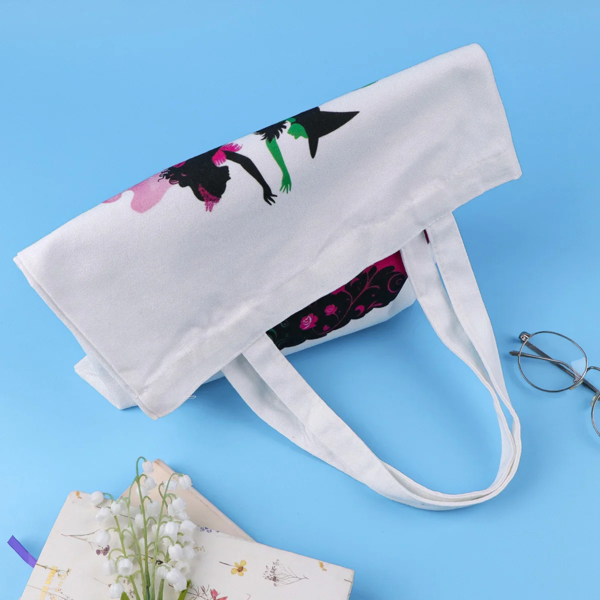 Bolso de mano de lona de bruja de película, bolso de compras para mujer, bolso de hombro de colegio plegable, bolsa de almacenamiento de moda - imagen 3