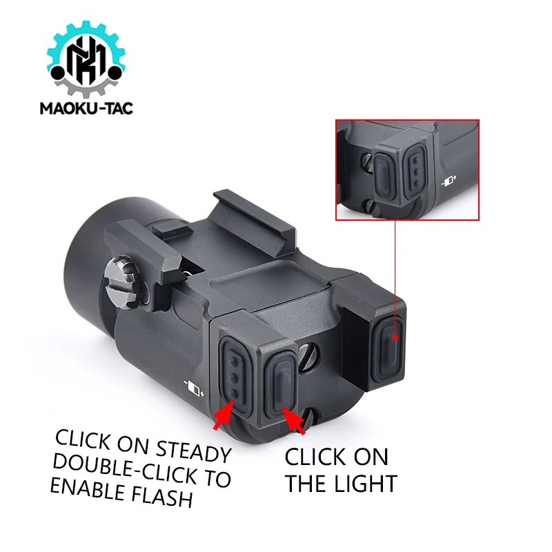 WADSN-linterna táctica de KLESCH-1 de Metal, 400 lúmenes, accesorios LED para arma Airsoft, Rifle de caza, iluminación apta para G17 G18 G19 - imagen 5