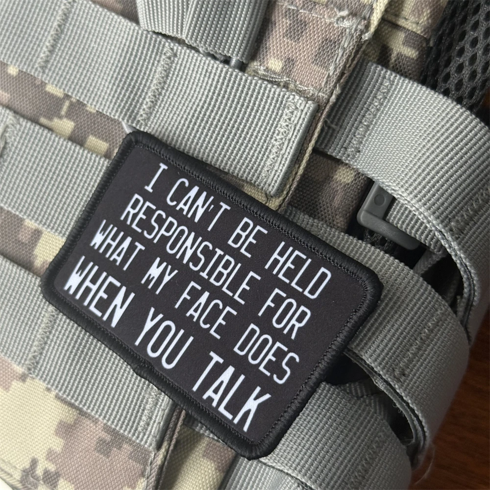 No puedo ayudar a la responible para la mitad la cara ¿Que te habla morale parche táctico impreso parches de gancho y bucle para ropa?