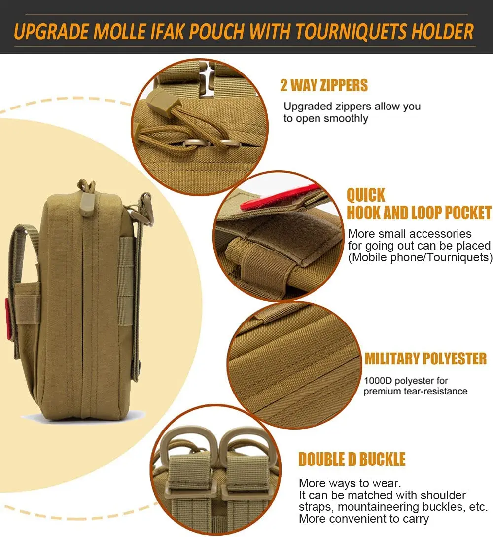 Kit táctico de primeros auxilios EMT bolsa con torniquete tijeras vendaje para emergencia IFAK Trauma Combat - imagen 4