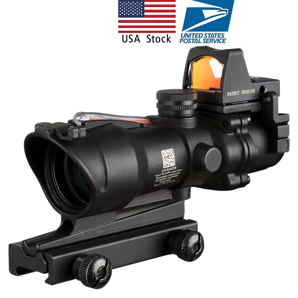 Stock en EE. UU., fuente de fibra roja 4x32, alcance de fibra Real con mira de punto rojo, versión marcada, instrumento óptico elevador negro - imagen 2