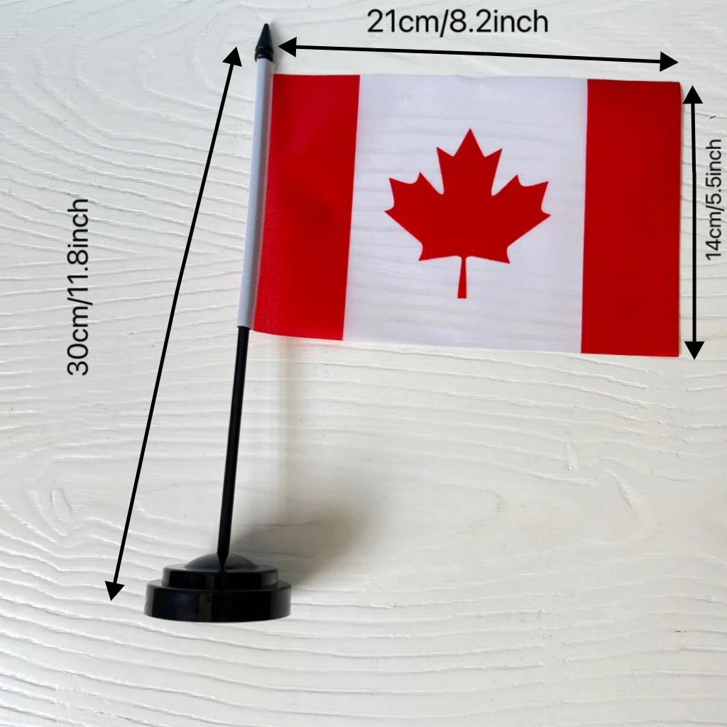 Bandera de escritorio de oficina de 14x21cm, bandera nacional canadiense de poliéster para decoración - imagen 3