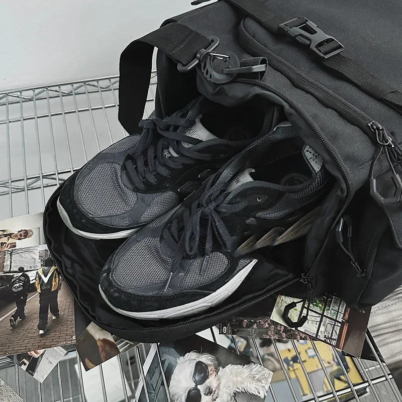 Bolso de gimnasio para Fitness, senderismo al aire libre, Camping, correr, zapatos grandes, bolsillo, viaje, lona, deportes, entrenamiento de Yoga, bolsos cruzados para hombres - imagen 5