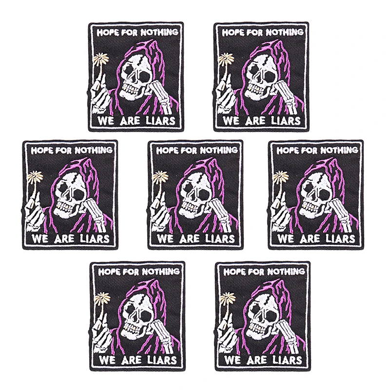 Parche bordado de esqueleto Punk para ropa, parches termoadhesivos para planchar, pegatinas para ropa, venta al por mayor, 10 unidades por lote - imagen 5