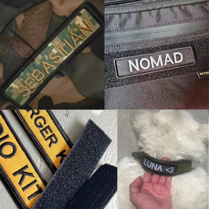 Parche Bordado Personalizado con Nombre, Número, Franjas, Etiquetas de Texto, Brazalete, con Reverso Termoadhesivo o de Gancho y Bucle, Varios Tamaños - imagen 3