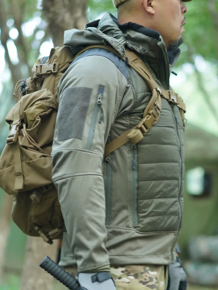 Traje de senderismo de algodón de doble cara para exteriores, impermeable y ajustado, chaqueta de camuflaje de invierno y resistente al frío - imagen 2