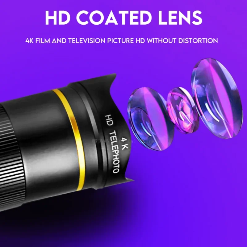 Telescopio Monocular profesional 32x 22x 4K, lente de teléfono con Zoom HD, teleobjetivo de cámara con trípode, telescopio de Metal para turismo y Camping - imagen 4