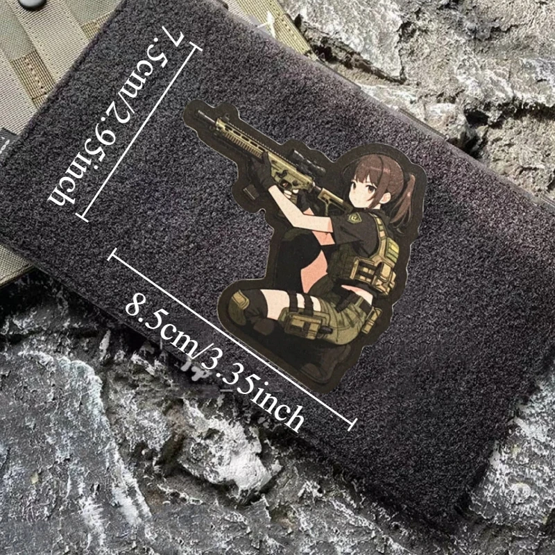 Parche de Chica de Anime, insignia con estampado táctico de moral militar, gancho y bucle, mochila, ropa, accesorios decorativos, pegatina, brazalete - imagen 4