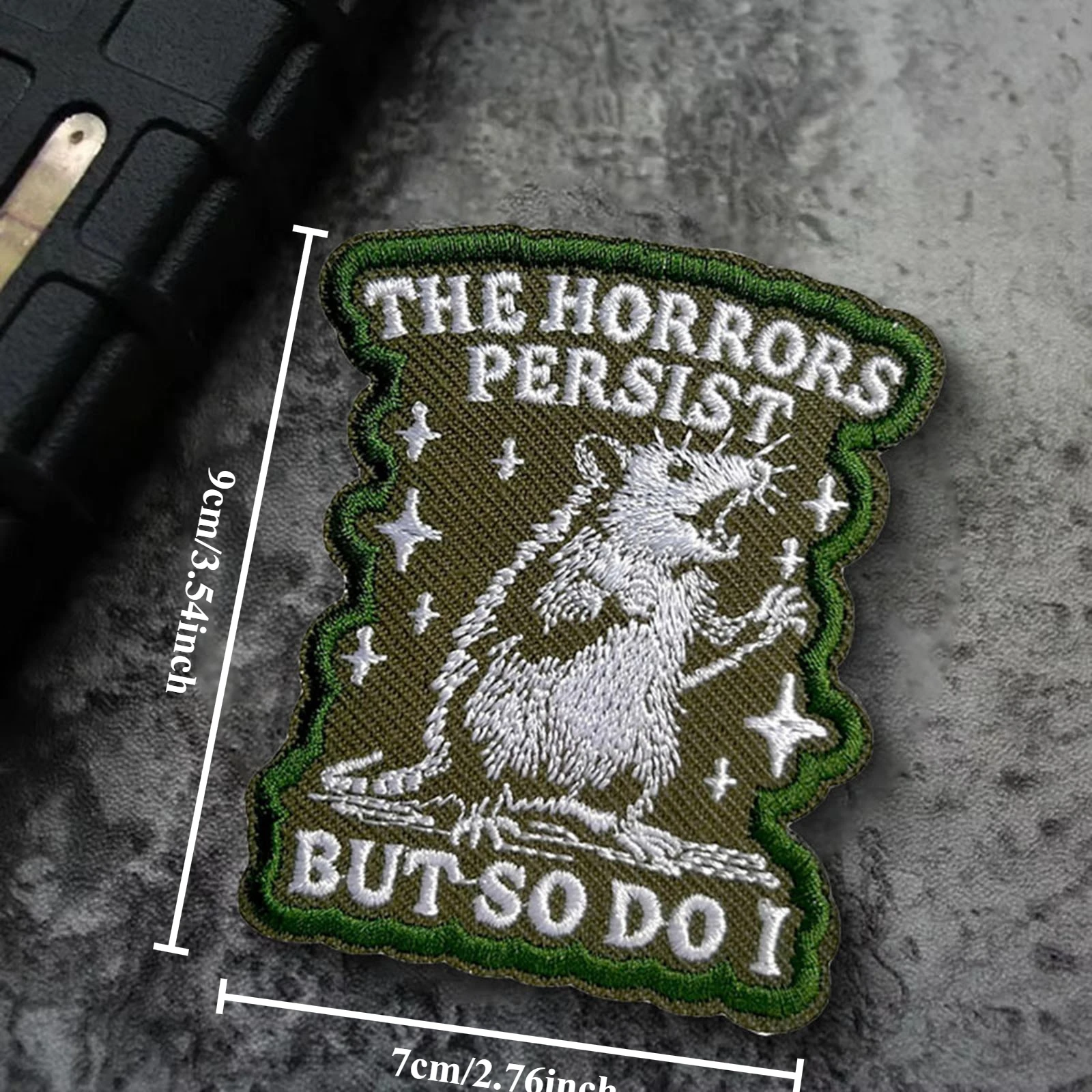 Parches tácticos The Horrors Persist, parche de gancho y bucle para ratón, insignia de moral del ejército militar, brazalete, pegatinas para mochila - imagen 3
