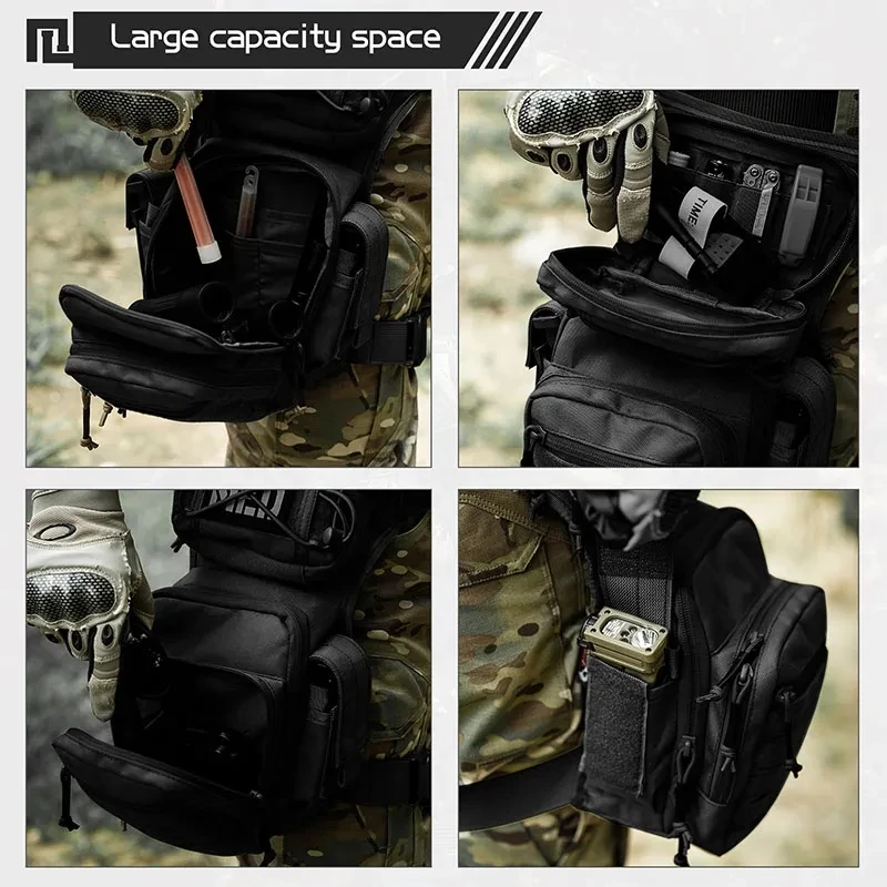 Bolsa táctica para pierna, herramienta de utilidad de nailon duradera, bolsa para cinturón, cintura ecológica militar ajustable, bolsas multifuncionales para caza al aire libre - imagen 5