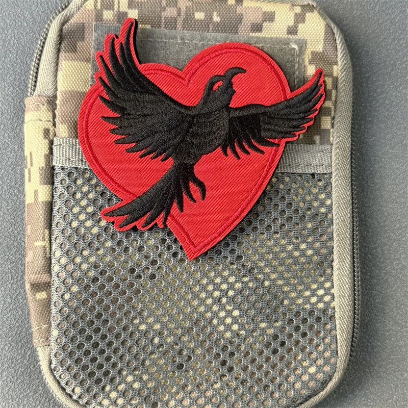 Parche "Crow", insignia de moral táctica, gancho bordado y bucle, mochila, accesorios de decoración de ropa, brazalete adhesivo
