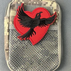 Parche "Crow", insignia de moral táctica, gancho bordado y bucle, mochila, accesorios de decoración de ropa, brazalete adhesivo