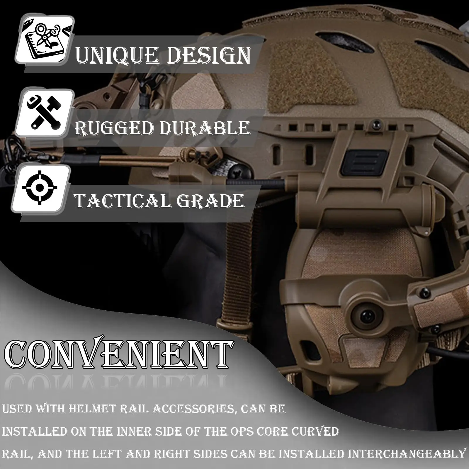 Luz táctica para casco militar con luz de señal de supervivencia IR LED MPLS luz de trabajo de bajo perfil con rieles guía de arco de cuello Flexible - imagen 2