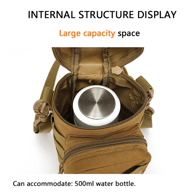 MOLLE-Bolsa de botella de agua táctica militar, Airsoft 600D, bolsa de agua para senderismo y caza al aire libre, accesorios - imagen 4