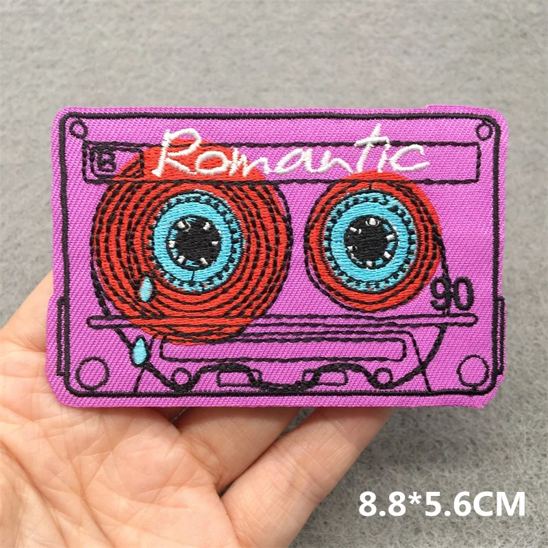 Parches de disco óptico de música bordados Punk Rock en la ropa, auriculares, rayas de guitarra, parches para planchar para ropa, pegatinas DIY - imagen 3