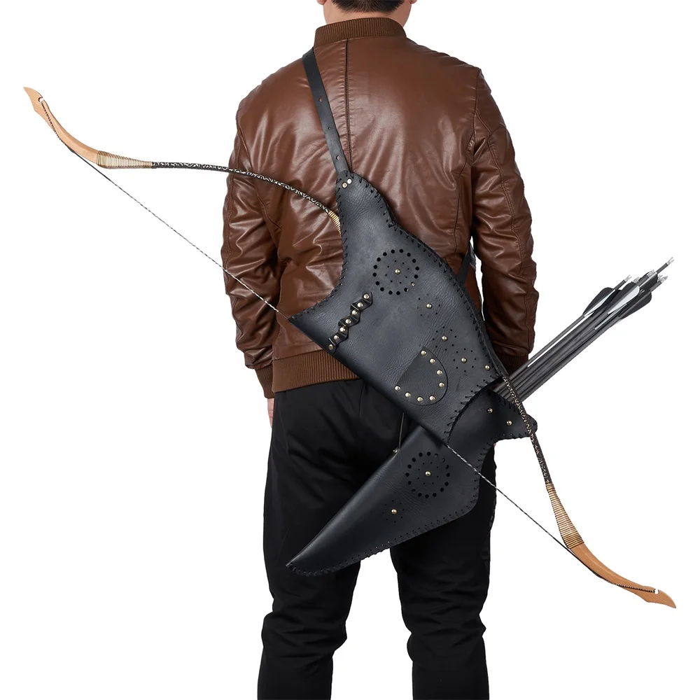 Carcaj de flecha de tiro con arco, bolsa de cuero, tubo de flecha de caza para práctica de tiro, caza al aire libre - imagen 3