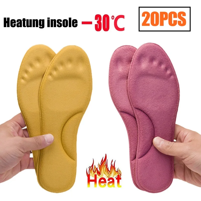 Plantillas térmicas autocalentadas para pies de 20 piezas para mujer, plantillas de espuma viscoelástica para soporte de arco, calzado deportivo de invierno, almohadilla para zapatos autocalentable