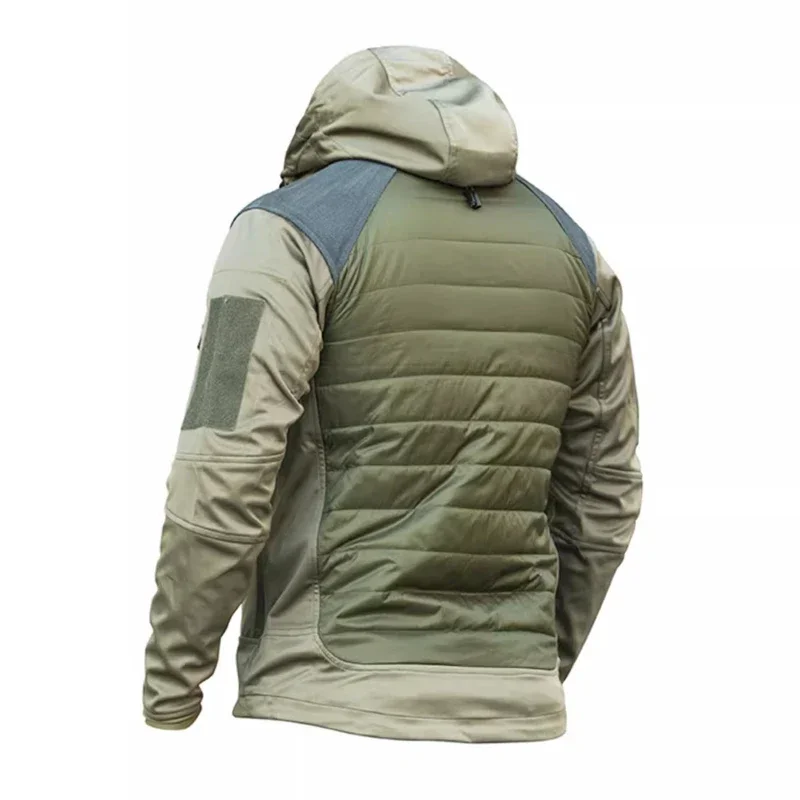 Chaqueta con capucha y forro acolchado a prueba de viento para hombre, chaqueta Softshell impermeable, abrigo, chaquetas tácticas de trabajo para senderismo, prendas de vestir, Anorak - imagen 3