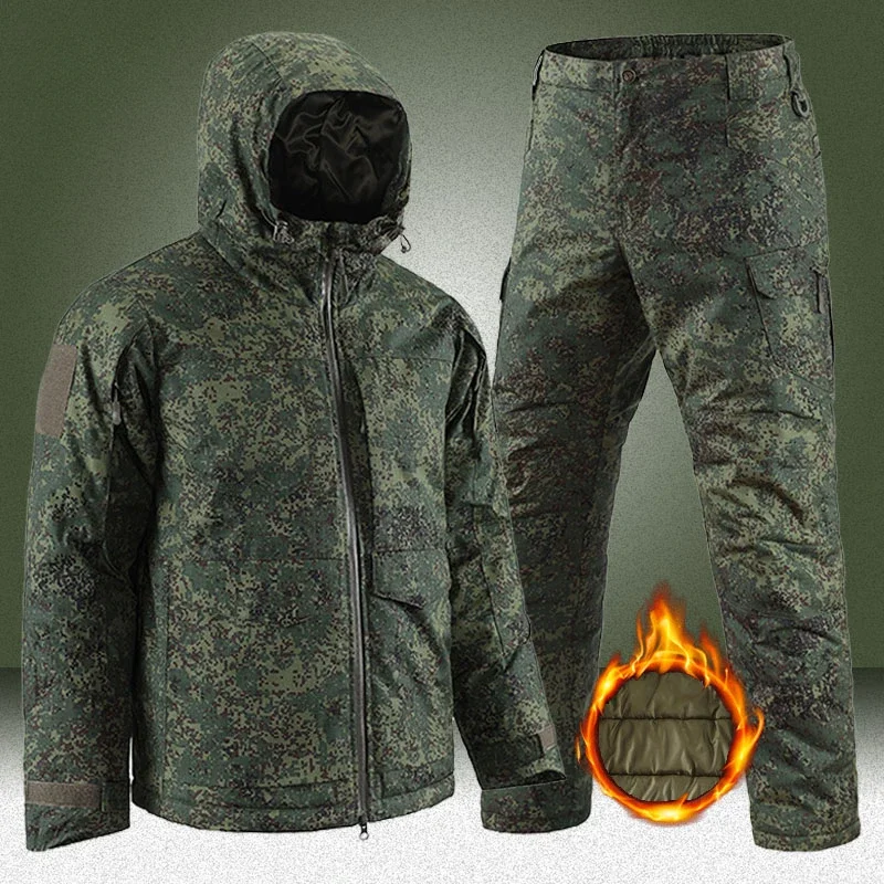 Conjuntos tácticos de camuflaje M65 para hombre, chaquetas para exteriores de la región Polar + pantalones Cargo X7 para invierno, trajes de combate cálidos impermeables para exteriores - imagen 2