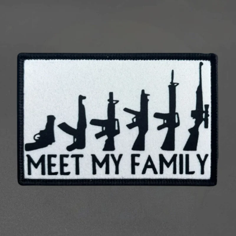 Parche con estampado Meet My Family, chaleco táctico, gancho y bucle, sombrero, insignia de moral, mochila, pegatinas decorativas, parches para brazalete para ropa - imagen 2