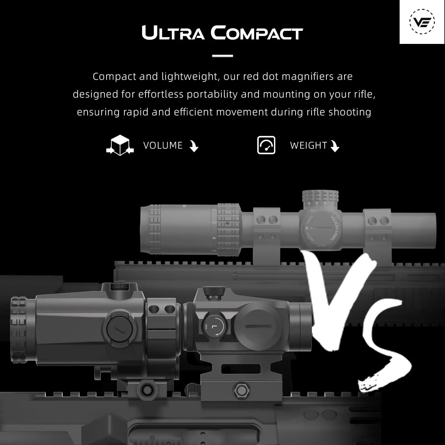 Vector Optics Maverick Series Mira de Punto Rojo y Mira Magnificadora de Rifle 3x22 Combo Con Montura QD Para Caza Competición AR 15 - imagen 3